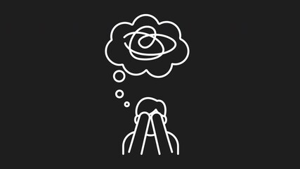 Animated anxiety disorder white icon. Thought illness line animation. suitable for mental health awareness projects, educational presentations, therapy resources.