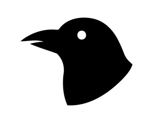 Silhouette of a Bird Head with a White Eye on White Background