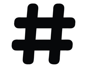 Obraz premium A bold, black, handdrawn style hashtag symbol on a white background