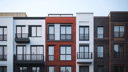 Fototapeta premium Modern architecture featuring a row of colorful brick buildings