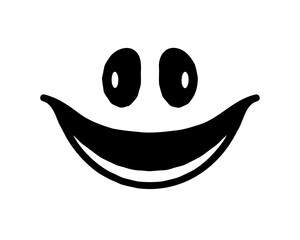 Obraz premium Cartoon style drawing of a smiling face with large eyes and smile