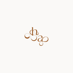 caligraphic style monogram luxury minimalist logo design AH wedding initial concept letter