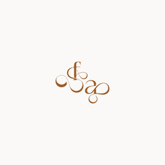 caligraphic style monogram luxury minimalist logo design AF wedding initial concept letter