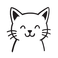 Cat Doodle Black and White Illustration Vector Image Cute Kitten Sketch Line Art Drawing Silhouette