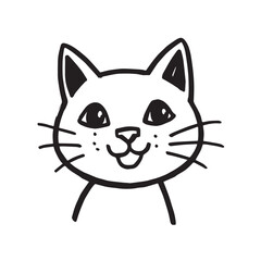 Cat Doodle Black and White Illustration Vector Image Cute Kitten Sketch Line Art Drawing Silhouette
