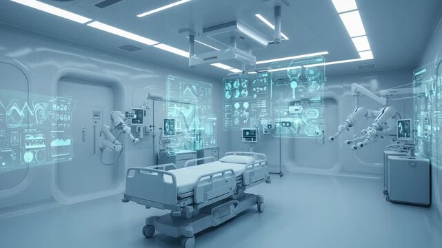 Futuristic hospital room with advanced medical technology