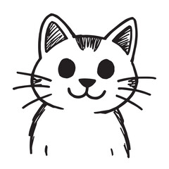 Cat Doodle Black and White Illustration Vector Image Cute Kitten Sketch Line Art Drawing Silhouette