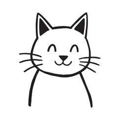 Cat Doodle Black and White Illustration Vector Image Cute Kitten Sketch Line Art Drawing Silhouette
