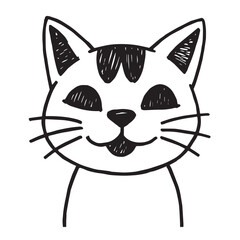 Obraz premium Cat Doodle Black and White Illustration Vector Image Cute Kitten Sketch Line Art Drawing Silhouette
