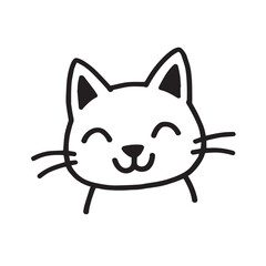 Cat Doodle Black and White Illustration Vector Image Cute Kitten Sketch Line Art Drawing Silhouette
