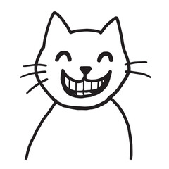 Cat Doodle Black and White Illustration Vector Image Cute Kitten Sketch Line Art Drawing Silhouette