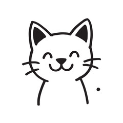 Cat Doodle Black and White Illustration Vector Image Cute Kitten Sketch Line Art Drawing Silhouette