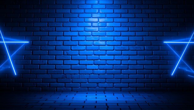 Neon Blue Star Wall Scene