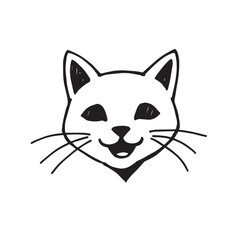 Cat Doodle Black and White Illustration Vector Image Cute Kitten Sketch Line Art Drawing Silhouette