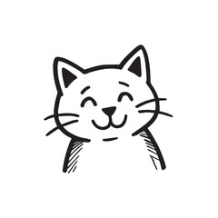 Cat Doodle Black and White Illustration Vector Image Cute Kitten Sketch Line Art Drawing Silhouette