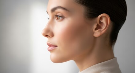 Fototapeta premium close up profile of a woman with healthy glowing skin