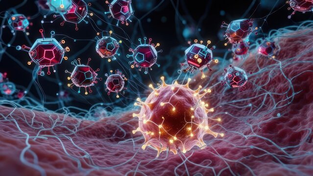 Microscopic virus invasion