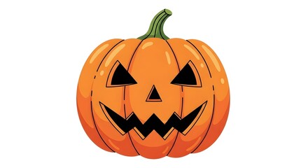 Fototapeta premium Halloween Pumpkin with Carved Face Bright Orange Color in Festive Style