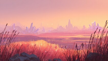 Sunrise over a crystalline, otherworldly plain