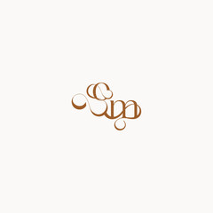 caligraphic style monogram luxury minimalist logo design MO wedding initial concept letter