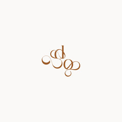caligraphic style monogram luxury minimalist logo design OD wedding initial concept letter