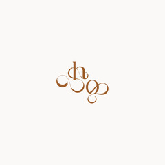 caligraphic style monogram luxury minimalist logo design OH wedding initial concept letter