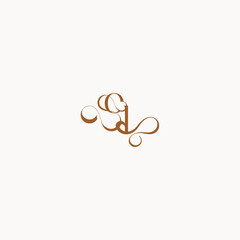 caligraphic style monogram luxury minimalist logo design LO wedding initial concept letter
