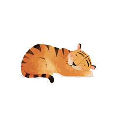 Watercolor Style Sleeping Tiger Cub Illustration