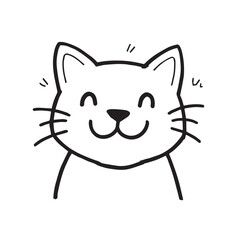 Cat Doodle Black and White Illustration Vector Image Cute Kitten Sketch Line Art Drawing Silhouette