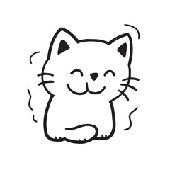 Cat Doodle Black and White Illustration Vector Image Cute Kitten Sketch Line Art Drawing Silhouette