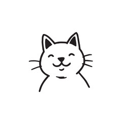 Cat Doodle Black and White Illustration Vector Image Cute Kitten Sketch Line Art Drawing Silhouette
