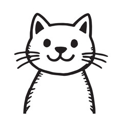 Cat Doodle Black and White Illustration Vector Image Cute Kitten Sketch Line Art Drawing Silhouette