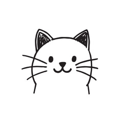 Cat Doodle Black and White Illustration Vector Image Cute Kitten Sketch Line Art Drawing Silhouette