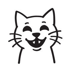 Cat Doodle Black and White Illustration Vector Image Cute Kitten Sketch Line Art Drawing Silhouette