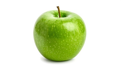 Single green apple against white background