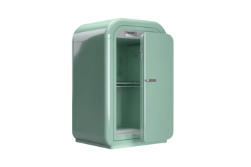 Retro Mint Mini Fridge on Transparent Background