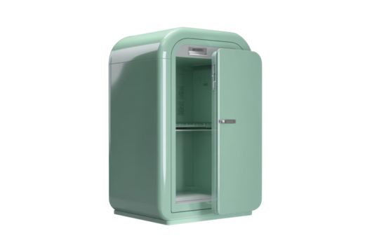 Retro Mint Mini Fridge on Transparent Background