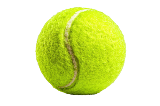 Single Yellow Tennis Ball on Transparent Background