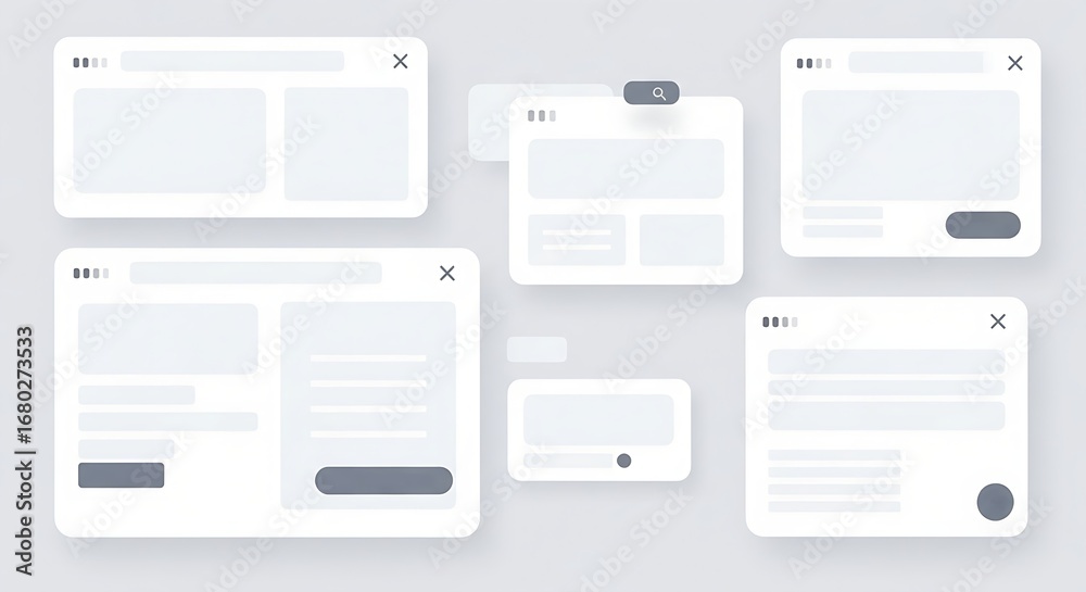 Wall mural collection of minimalist ui elements and windows for web or app design
