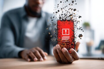 Smartphone error, exploding in hand