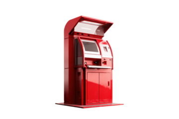 Red Ticket Counter Machine on Transparent Background