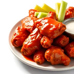 Buffalo Wings with Celery and Ranch Dressing
