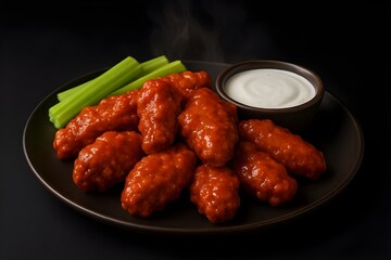 Buffalo Wings with Celery and Ranch Dressing
