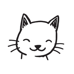 Cat Doodle Black and White Illustration Vector Image Cute Kitten Sketch Line Art Drawing Silhouette