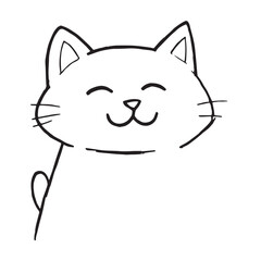Cat Doodle Black and White Illustration Vector Image Cute Kitten Sketch Line Art Drawing Silhouette