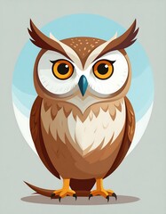 Fototapeta premium A cartoon owl with big eyes