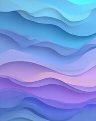 Abstract layered waves of pastel blues and purples