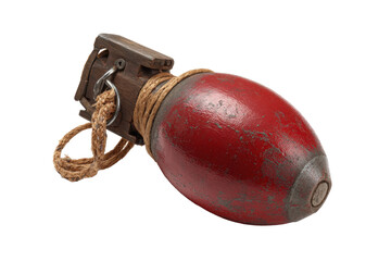 Vintage Red Time Bomb Grenade on Transparent Background