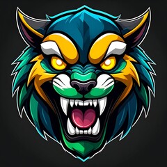 Obraz premium Aggressive Wolf Head Art