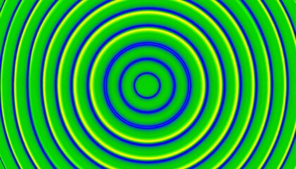 Concentric circles in vibrant green, yellow, and blue hues